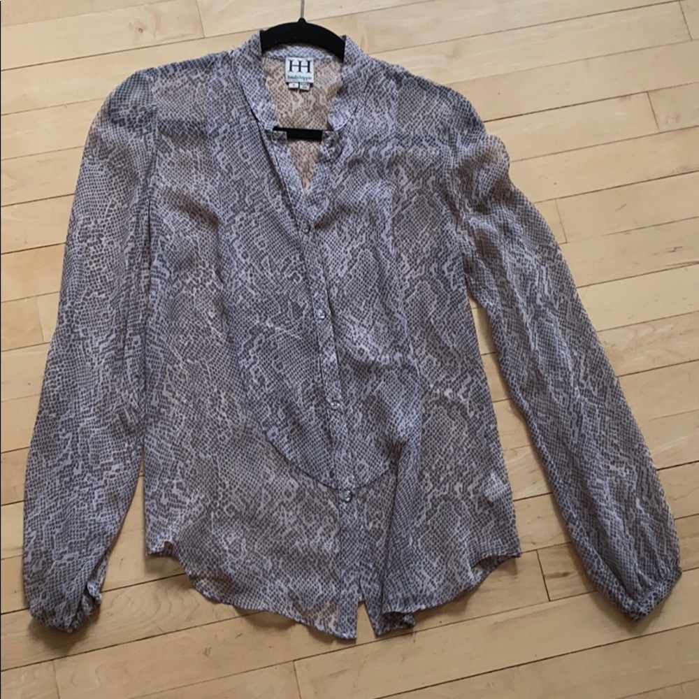 Sheer Python print Haute Hippie blouse.